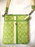 Coach Signature Jacquard with Leather Trim Crossbody Bag Swingpack - Green/white 8.5