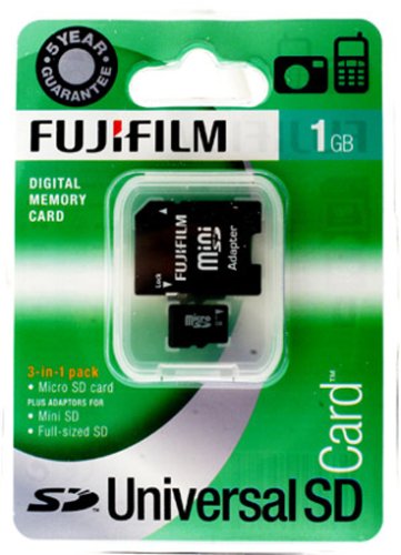 Fujifilm micro SD-Karte 1GB Speicherkarte High Quality incl. Mini-SD und SD-Adapter (Retailverpackung)