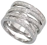 14k White Gold 1/2 (12mm) wide Bridge Ring, w/ 0.67 Carat Brilliant Cut Diamonds