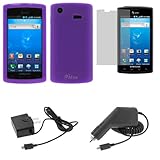 GTMax Rapid Car Charger + Home Travel Charger + Purple Silicone Skin Soft C ....