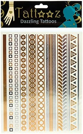 Metallic Gold and Silver TT112 Designs Temporary Tatoos