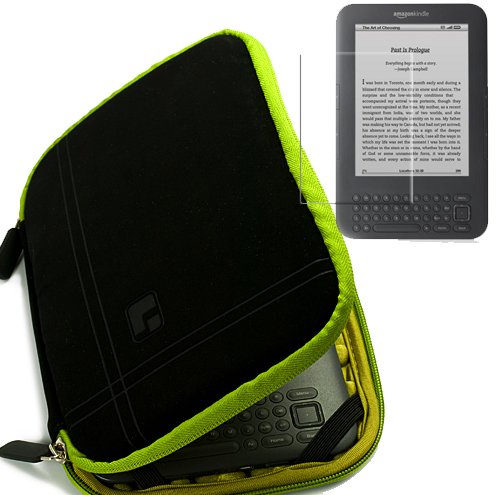 SumacLife Micro Suede Kindle Combo:Black-Green Micro Suede Durable Zipper Sleeve for Amazon Kindle 6 Inch Amazon Kindle Wi-Fi Graphite 6