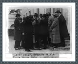 Historic Print (XL): Secretary Denby surrounded by reporters at the White House as he announced he would not
