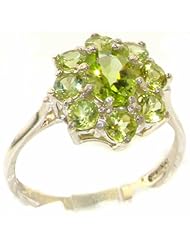 Luxury Solid 925 Sterling Silver 2ct Natural Peridot Cluster Ring - Finger Sizes 4 to 12 Available