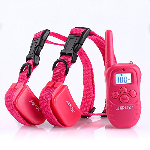 AGPtEK® Rechargable LCD Remote Control Dog Training Shock Collar with 100 Level Shock and Vibration - 2 Collar
