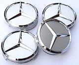 Produkt-Bild: Mercedes Benz AMG style Alloy Wheel Centre Caps Hub Cover Badges Emblem / Nabendeckel Felgendeckel Nabenkappen Logo Silber Chrom A, B, C, E, S, M, ML, GL, R, SL, SLK, CL, CLK 'SATZ VON 4'