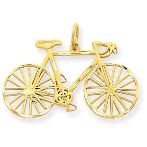 14k Gold Diamond -Cut Bicycle Charm