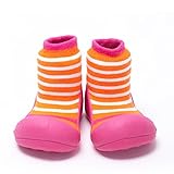 Attipas アティパス ベビーシューズ コサージュ アーガイル ボーダー トレーニングシューズ 女の子 男の子 子ども こども ファーストシューズ レース ジュニア｜XL リングルピンク