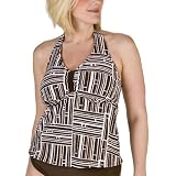 Women's Plus Size Merona Halter Swim Top - Bittersweet Basket Print