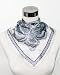 Satin Grey/Silver Paisley Print on White - Silk Bandana 21