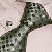 S2039 Designer Hand Made Green Necktie Cufflinks Set Polka Dots Ties for Men Jacquard Woven Pure Silk Mens Tie and Cuff Links Gift Tie Set