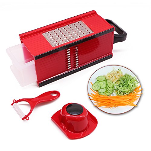 Nardo Visgo® Mandoline Slicer with 4 Stainless Steel Blades - Multi-functional Vegetable Peeler Slicer Grater & Julienne Slicer, Time Saving Fun Creating Kitchen Gadget for Home & Commercial Cooking