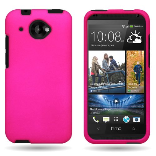 CoverON® Hard Rubberized Slim Case for HTC Desire 601 - with Cover Removal Pry Tool - Hot Pink