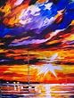 Original on Canvas giclee by Leonid Afremov - "DELIGHTFUL SUNSET" Hand Signed Painting
