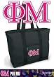 Phi Mu Tote Bag Black Deluxe Phi Mu Design - For Travel or Beach Best Unique Gift Ideas for Her, Women, or Ladies