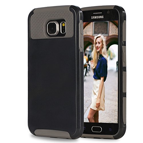 Galaxy S6 Case,by Ailun,Soft TPU Bumper&Hard Shell Solid PC Back,Shock-Absorption&Anti-Scratch Hybrid Dual-Layer Slim Cover,Siania Retail Package[Black]