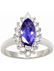 14K White Gold Tanzanite and Diamond Ring -- LIFETIME WARRANTY
