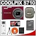 Nikon Coolpix S710 14.5-Megapixel Digital Camera (Deep Red) with Optical VR Image Stabilization + EN-EL12 Battery + Carrying Case + Accessory Kit