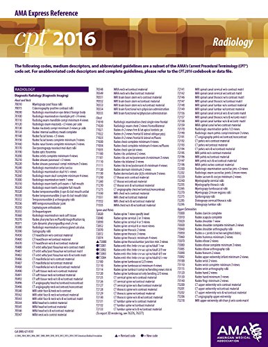 CPT 2016 Express Reference Coding Card Radiology/Er