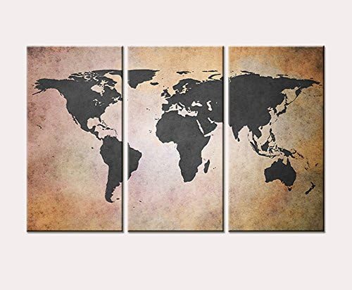 3-piece "Retro World Map" Pictures Printing Wall Art Decor for Home Canvas Painting (Frame: NO) (20cmx40cmx3pcs)