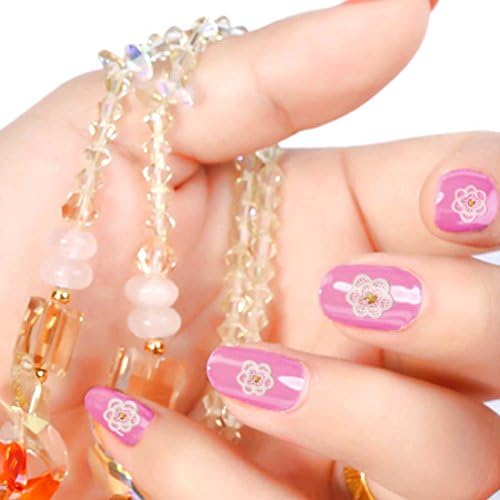 BMC Womens 5 pc White Lace Textured Various Design DIY Manicure Nail Polish Art Stickers - Set 2: Bejeweled