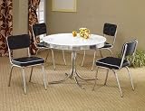 Union Square Peyton Retro Dining Table with Black Cushion Dining Chair in Chrome