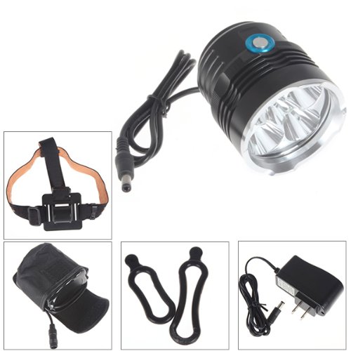 BestFire® 6000LM 5 x CREE XM-L T6 LED Waterproof 3 Modes Bicycle Light Headlamp, CREE LED Bicycle/Bike Lamp Headlight, Bicycle LED Flashlight with Rechargeable 8000mAh Battery Pack and Charger for Outdoor Riding, Camping and Other Activites