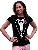 Womans Tuxedo With Pink Flower T-Shirt (Black) #7