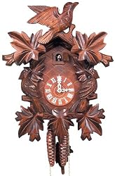 German Carved Chalet Clock Walnut Finish