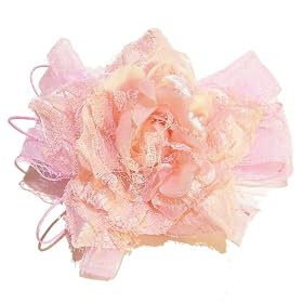 Fabric & Lace Rose Hair Clip, Corsage, Brooch - Pink
