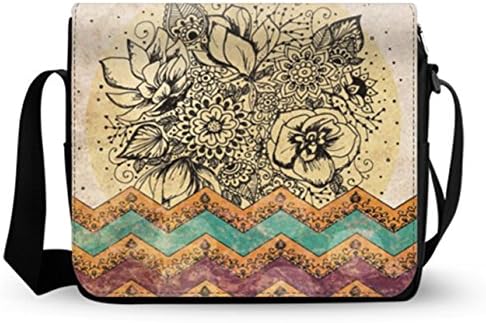 Women Classic Fabric Shoulder Bags Messenger Bags Briefcase-Bohemian Art Print 12.2*9.4 Inch