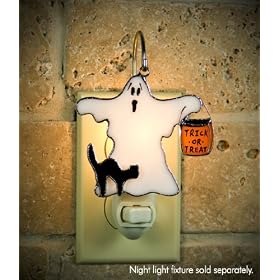 SWITCHABLES Stained Glass Night Light COVER - TRICK OR TREAT GHOST SW068 - LIGHT FIXTURE SOLD SEPARATELY