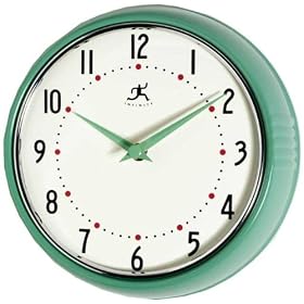 Infinity Instruments Retro Round Metal Wall Clock, Green