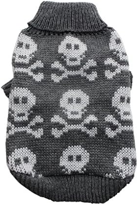 Pet Sweater Skull Knit Coat Puppy Jacket Warm Jumper Clothes (XXL, Gray)