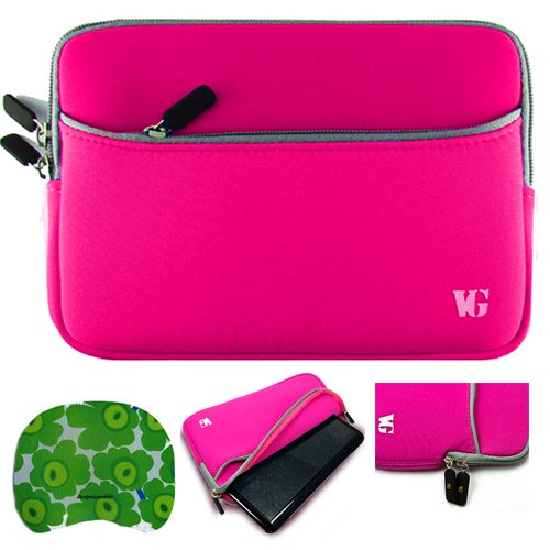 Magenta Dual Pocket Neoprene Sleeve Case for 13 inch Apple MacBook Pro MC724LL/A Laptop Computers + Bestpricecenter Mouse Pad for Netbooks