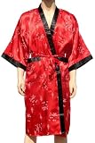 Red Kimono Bathrobe Robe Dressing Gown Thai Coat Night / Available in 11 different colours