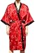 Rot Kimono mit asiatischen Muster Morgenmantel Bademantel Nachtmantel Satin Thai Robe Mantel Neu / erhältlich in 11 Farben
