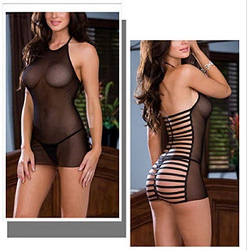 See Through Lingerie Sheer Mesh Black Color+ G-String Underwear One Size Fit