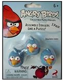 Angry Birds Blue Bird Collectible Puzzle Erasers 3 pack