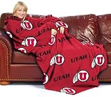 Utah Runnin Utes Adult Comfy Throw Blanket with Sleeves