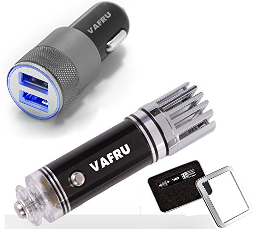 Vafru [CE&FCC]SMART CAR KIT Car Air Purifier Ionizer and Smart Charger, 3.1A Dual USB Port Car Charger Portable Travel Charger Rapid Car Charger Auto Adapter for iPhone 6 Plus/6/5S/5/4, iPad, Ipod , Samsung Galaxy, Smart Phone, Tablets (Black), Air F