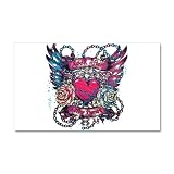 38.5 x24.5 Wall Vinyl Sticker Look After My Heart Roses Chains and Angel Wings