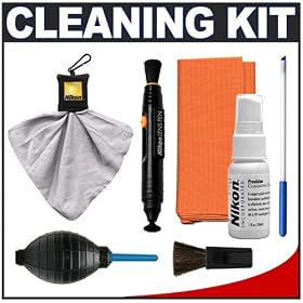 Nikon Cleaning Combo Kit: Nikon Optics Maintenance Kit + Spudz Microfiber Cloth + Lens Pen + Air Blower - for Nikon D700, D300, D200, D90, D80, D60, D5000, D40x, D40 Digital SLR Cameras