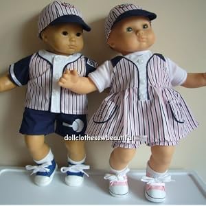 Bitty Baby Twins Doll Clothes Matching Baseball Outfits by Doll Clothes Sew Beautiful