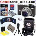 Canon PowerShot SX200IS 12.1 MP Digital Camera (Black) + 8GB Deluxe Accessory Kit