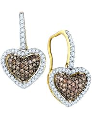0.64CTW COGNAC DIAMOND HEART EARRING