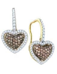 10KT Yellow Gold 0.64 CTW Diamond HEART Earring
