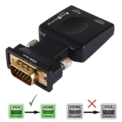 FineSourceÂ® (VGA Male to HDMI Female) 1080P VGA to HDMI Converter Adapter Box Audio Port VGA Extension Cable Mini USB Power Cable 3.5mm Audio Cable Included