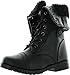 Kids Foldable Cuff Fur-Lined Lace Up Mid-Calf Combat Boots