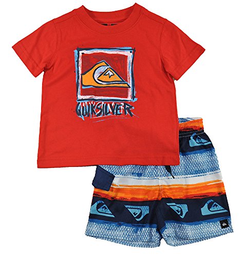 Quiksilver Baby Boys' Red Tee with Printed Microfiber Shorts